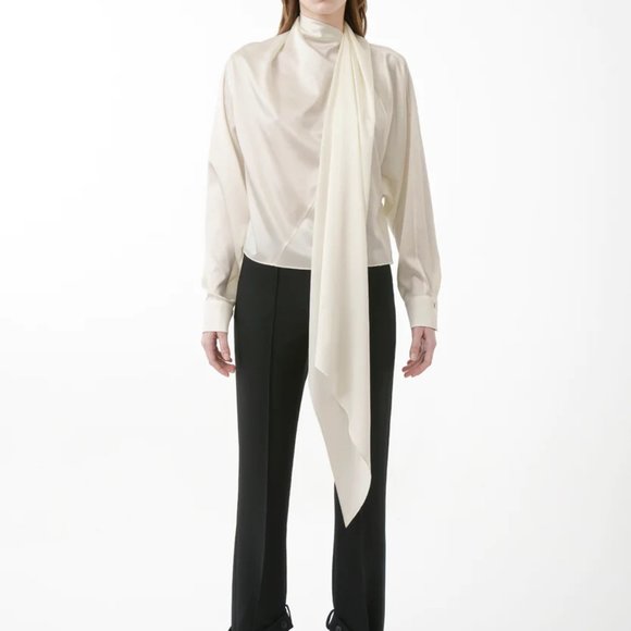 CREAM MATERIEL TBILISI LONG SCARF BLOUSE - Picture 2 of 4